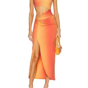 Orange dress with Slit Skirt